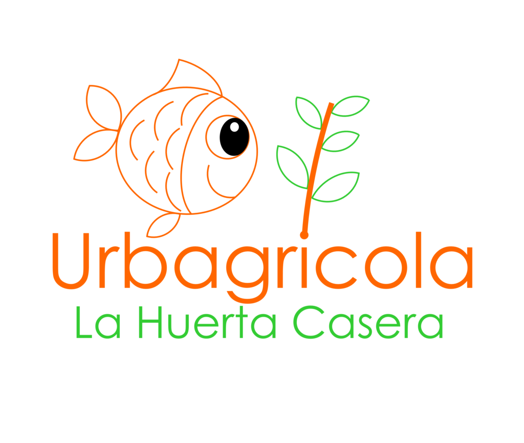 logo de urbagricola, es un dibujo de un pez naranja mirando una planta
